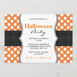 Polka Dots Halloween Party Invitations