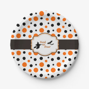 Polka Dots Hallowen Paper Plates 7"
