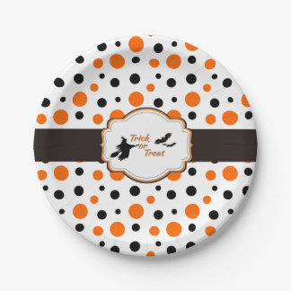 Polka Dots Hallowen Paper Plates 7"