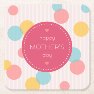 Polka Dots Happy Mother's Day Coaster