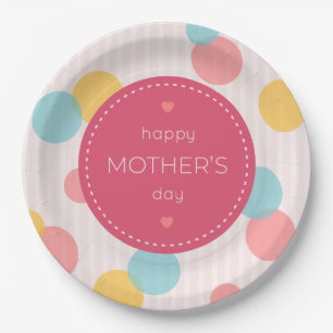 Polka Dots Happy Mother's Day Paper Plate