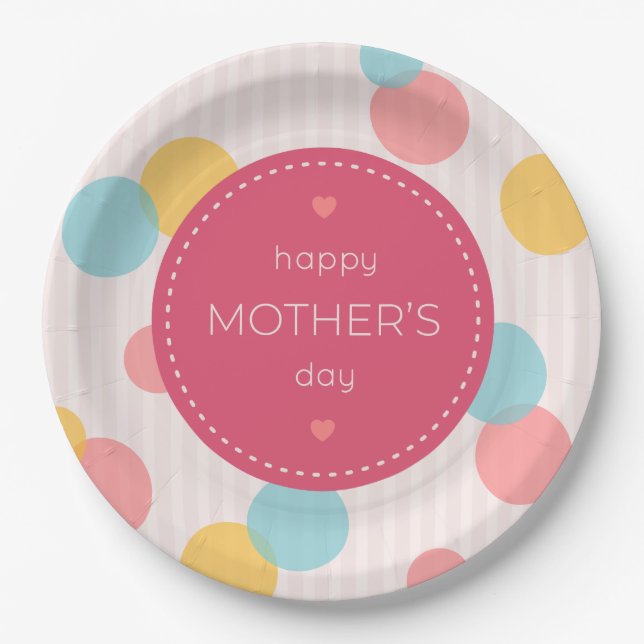 Polka Dots Happy Mother's Day | Paper Plate (Front)