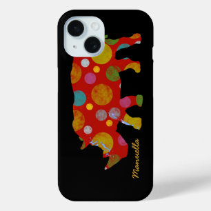 Polka Dots happy rhino iPhone 15 Case