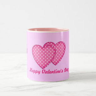 Polka Dots Hearts Two-Tone Coffee Mug