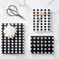 Polka dots hearts white black