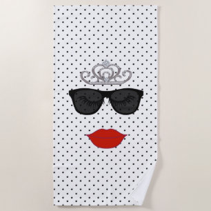 Polka Dots I Wanna Wear My Tiara Party Beach Towel