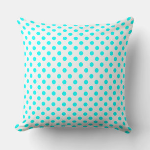 Polka Dots in Light Blue on White Cushion
