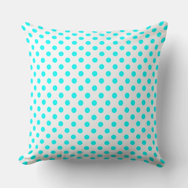 Polka Dots in Light Blue on White Cushion (Front)