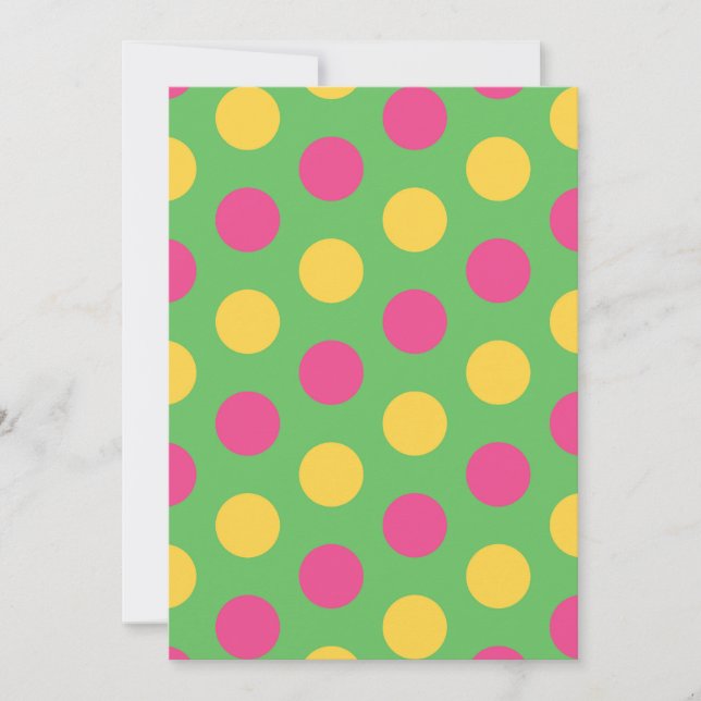 Polka Dots in Lime Green Hot Pink and Yellow Invitation (Front)