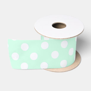 polka dots in pastel mint green satin ribbon