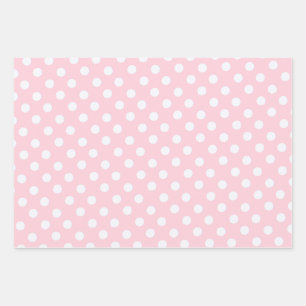 polka dots in pastel pink wrapping paper sheet