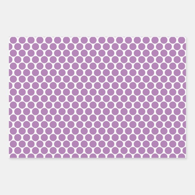 Polka Dots in Pink, Blue, and Lavendar Wrapping Paper Sheet (Front)