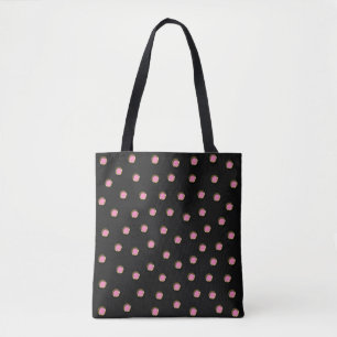 Polka Dots in Pink Recessed Metallic Design Look Tote Bag