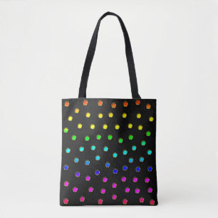 Polka Dots in Rainbow Recessed Metallic Design Tote Bag