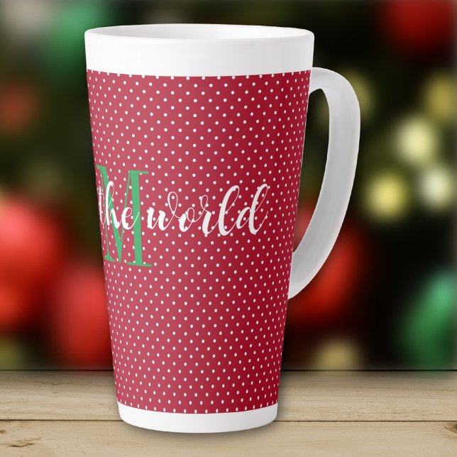 Polka Dots, joy to the world, Red 17oz Latte Mug (Creator Uploaded)