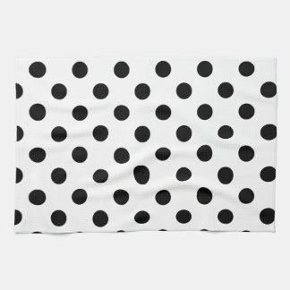 Polka Dots Large - Black on White Tea Towel