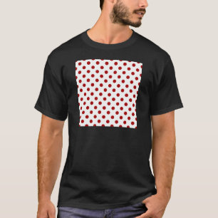 Polka Dots Large - Dark Candy Apple Red on White T-Shirt