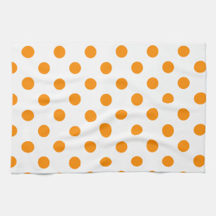 Polka Dots Large - Dark Orange on White Tea Towel