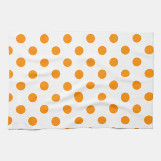 Polka Dots Large - Dark Orange on White Tea Towel