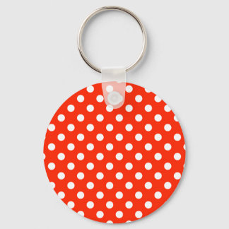 Polka Dots Large - White on Scarlet Key Ring