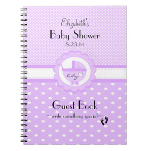 Polka Dots-Lavender Baby Shower Guest Book- Notebook