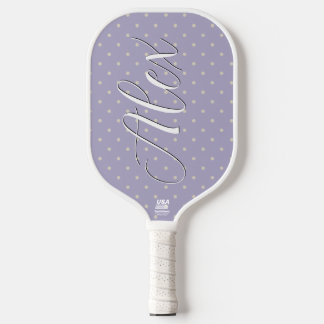 Polka Dots Lavender Cream Polka Pattern Pickleball Paddle