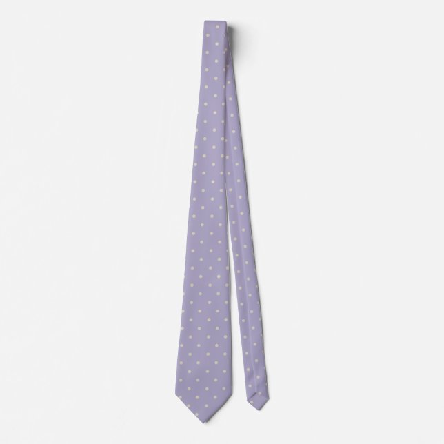 Polka Dots Lavender Cream Polka Pattern Tie (Front)