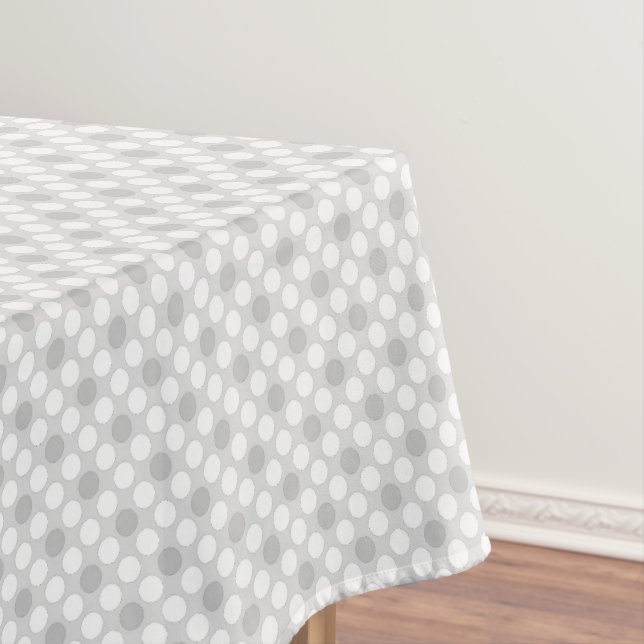 Polka dots light grey fashionable   tablecloth (In Situ)