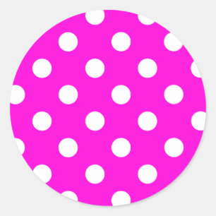Polka dots magenta #FF00DC Classic Round Sticker