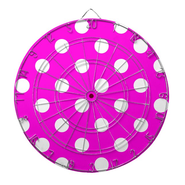 Polka dots magenta #FF00DC Dartboard (Front)