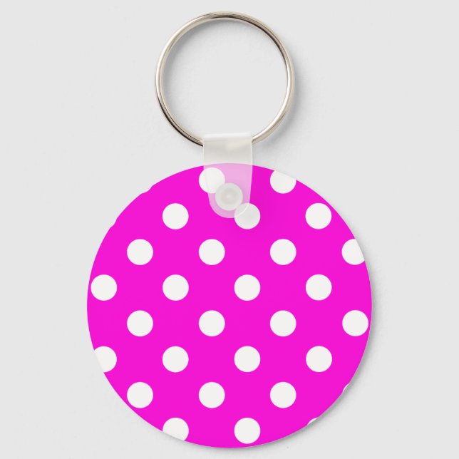Polka dots magenta #FF00DC Key Ring (Front)