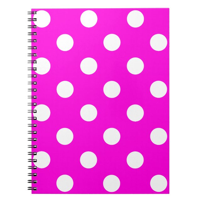 Polka dots magenta #FF00DC Notebook (Front)
