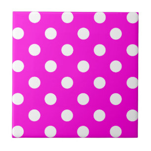 Polka dots magenta #FF00DC Tile