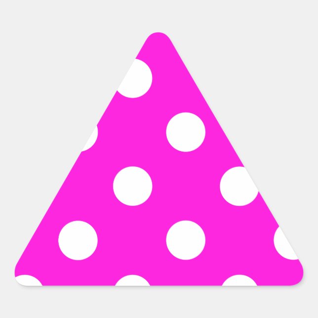 Polka dots magenta #FF00DC Triangle Sticker (Front)