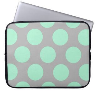Polka Dots Mint and Grey Laptop Sleeve