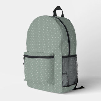 Polka Dots Mint Green and Soft Grey Polka Pattern Printed Backpack