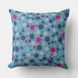 polka dots multi-colored retro blue cushion