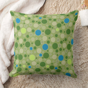 polka dots multicolored retro green cushion
