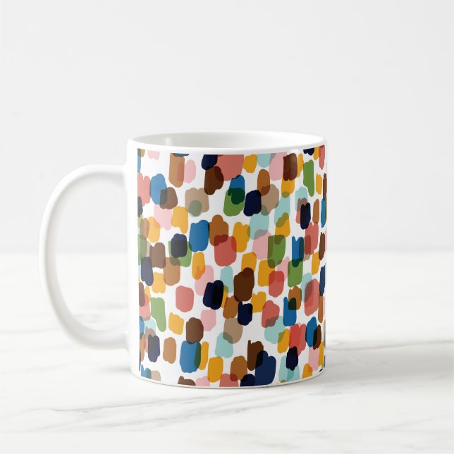 Polka Dots: Multicoloured Hand Paint. Coffee Mug (Left)