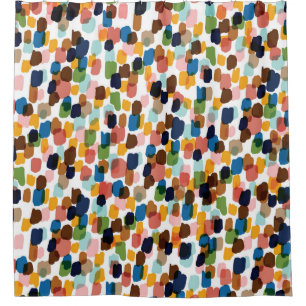 Polka Dots: Multicoloured Hand Paint. Shower Curtain