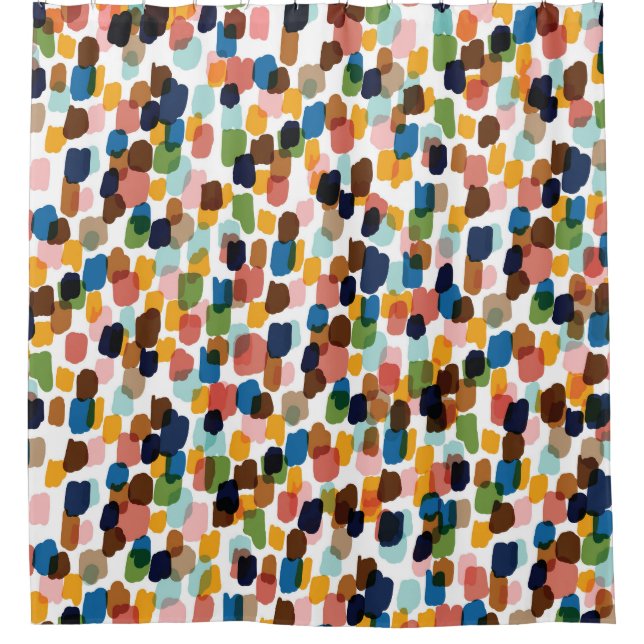 Polka Dots: Multicoloured Hand Paint. Shower Curtain (Front)