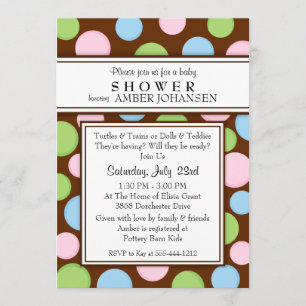 Polka Dots Neutral Baby Shower Invitation