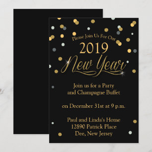 Polka Dots New Years Eve Party Invitation
