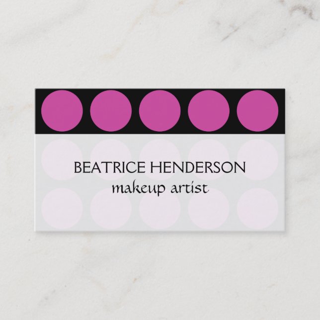 Polka Dots of Any Colour on Black Business Card (Front)