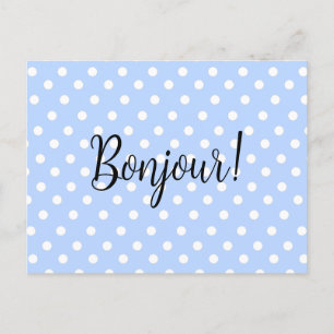 Polka Dots on Baby Blue Postcard