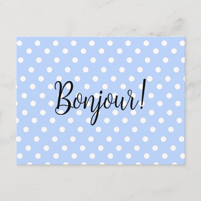 Polka Dots on Baby Blue Postcard (Front)