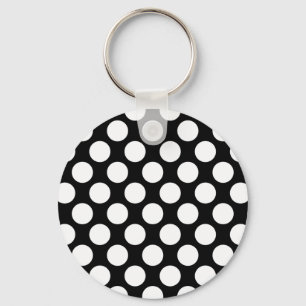 Polka Dots on Black Key Ring
