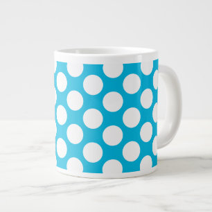 Polka Dots on Blue Large Coffee Mug