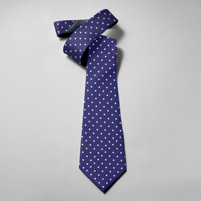 Polka Dots On Blue Navy Background Men Tie (Creator Uploaded)