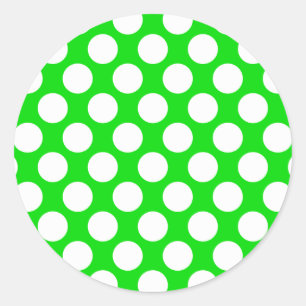 Polka Dots on Green Classic Round Sticker